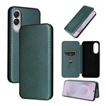 Per Samsung Galaxy S25 Edge 5G Custodia in pelle con texture in fibra di carbonio (verde)