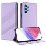 Per Samsung Galaxy A32 4G Custodia per telefono in pelle retrò con portafoglio multifunzionale in rilievo (viola chiaro)