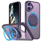 Per iPhone 16 Plus Custodia per telefono con supporto magnetico MagSafe girevole a 360 gradi (viola)