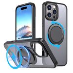 Per iPhone 16 Pro Custodia per telefono con supporto magnetico MagSafe girevole a 360 gradi (nero)