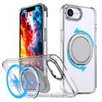 Per iPhone 16e Custodia per telefono con supporto magnetico MagSafe girevole a 360 gradi (trasparente)