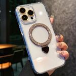 Per iPhone 16 Pro Love Glitter Powder MagSafe Holder Custodia per telefono con pellicola per obiettivo (oro)