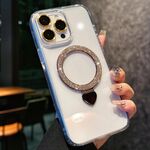 Per iPhone 14 Pro Love Glitter Powder MagSafe Holder Custodia per telefono con pellicola per obiettivo (oro)