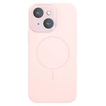 Per iPhone 13 Custodia sottile in silicone liquido MagSafe Circle (rosa)