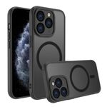 Per iPhone 11 Pro Max Custodia per telefono TPU ibrida per PC MagSafe antiurto a quattro angoli (nero)