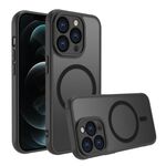 Per iPhone 12 Pro Custodia per telefono TPU ibrida per PC MagSafe antiurto a quattro angoli (nero)