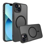 Per iPhone 13 mini Custodia per telefono TPU ibrida per PC MagSafe antiurto a quattro angoli (nero)