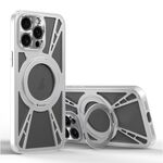 Per iPhone 13 Pro Custodia per telefono MagSafe con supporto in metallo cavo di raffreddamento (argento)