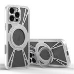 Per iPhone 16 Pro Custodia per telefono MagSafe con supporto in metallo cavo di raffreddamento (argento)