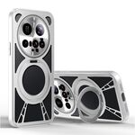 Per Xiaomi 15 Ultra Cooling Hollow Metal Holder MagSafe Custodia per telefono (argento)