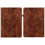 Per Amazon Fire HD 10 2021/2023 Custodia per tablet in pelle goffrata Love Hearts (marrone)