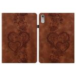Per Lenovo Tab P11 Gen 2 Custodia per tablet in pelle goffrata Love Hearts (marrone)