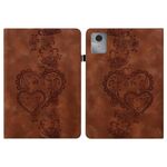 Per Lenovo Tab M11 / Xiaoxin Pad 11 2024 Custodia per tablet in pelle goffrata Love Hearts (marrone)