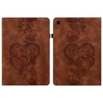 Per Samsung Galaxy Tab S6 Lite 2022 / 2020 Custodia per tablet intelligente in pelle goffrata Love Hearts (marrone)