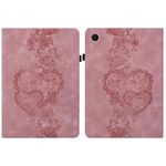 Per Samsung Galaxy Tab A8 10.5 2021 Custodia per tablet intelligente in pelle goffrata con cuoricini (rosa)