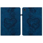 Per Samsung Galaxy Tab A8 10.5 2021 Custodia per tablet intelligente in pelle goffrata con cuoricini (blu scuro)