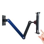 Supporto per tablet con braccio lungo articolato, supporto per telefono regolabile con base staccabile (nero blu)