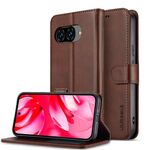 Custodia a libro in pelle di vitello con texture LC.IMEEKE per Google Pixel 9a (marrone)