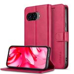 Custodia a libro in pelle di vitello con texture flip per Google Pixel 9a LC.IMEEKE (rossa)