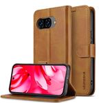 Custodia a libro in pelle di vitello con texture flip per Google Pixel 9a LC.IMEEKE (gialla)