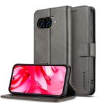 Custodia a libro in pelle di vitello con texture LC.IMEEKE per Google Pixel 9a (grigio)