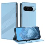 Custodia in pelle retrò con portafoglio multifunzionale in rilievo per Google Pixel 9 (azzurro chiaro)