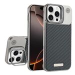 Custodia per telefono MagSafe in PC con supporto in fibra di carbonio senza cornice per iPhone 16 Pro (grigio titanio)