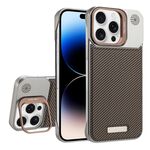 Custodia per telefono MagSafe in PC con supporto in fibra di carbonio senza cornice per iPhone 14 Pro (oro deserto)