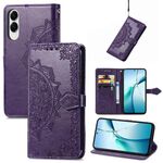 Custodia in pelle con stampa mandala e fiore per Samsung Galaxy S25 Edge 5G (viola)