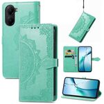 Custodia in pelle goffrata con motivo mandala floreale per Redmi Turbo 4 (verde)