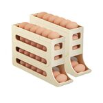 2 pezzi Organizzatore per uova da cucina a 4 strati Portauova per frigorifero Vassoio automatico a rotolamento Scatola anticaduta (giallo)
