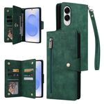 Custodia in pelle a tre ante con fibbia a rivetto per Samsung Galaxy S25 Edge 5G e 9 carte (verde)