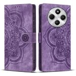 Custodia per telefono in pelle smerigliata retrò con motivo mandala in rilievo per Redmi 14C / A4 5G (viola)