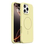 Custodia MagSafe in silicone liquido con pulsanti integrati per iPhone 16 Pro (giallo crema)