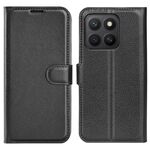 Custodia per telefono in pelle con texture litchi e supporto per Honor X8c (nera)