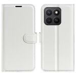 Custodia per telefono in pelle con texture litchi e supporto per Honor X8c (bianca)