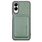 Custodia per telefono cellulare Magsafe in fibra di carbonio e pelle per Samsung Galaxy S25 Edge 5G (verde)
