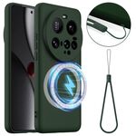 Custodia antiurto in silicone Magsafe per Xiaomi 15 Ultra (verde scuro)