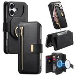 Custodia in pelle con protezione RFID e MagSafe per iPhone 16 Plus (nero)