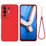 Custodia per telefono a copertura totale antiurto in silicone liquido tinta unita per vivo Y29 4G / T4x 5G (rosso)