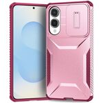 Custodia per telefono con schermo scorrevole Camshield per Samsung Galaxy S25 Edge 5G (rosa + rosso rosa)