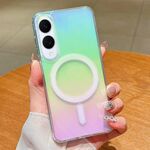 Custodia per telefono a copertura totale con airbag MagSafe, sfumata, per Samsung Galaxy S25 Edge 5G (arcobaleno)