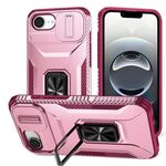 Custodia per telefono con supporto scorrevole Camshield per iPhone 16e (rosa + rosso rosa)