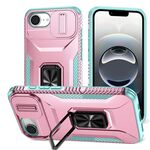 Custodia per telefono con supporto scorrevole Camshield per iPhone 16e (grigio verde + rosa)