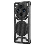 Custodia per telefono MagSafe con supporto girevole in fibra di carbonio cava per vivo X100 (nera)