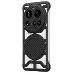 Custodia per telefono Xiaomi 15 Ultra Hollow in fibra di carbonio con supporto girevole MagSafe (nero)
