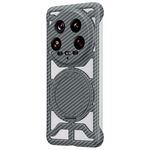 Custodia per telefono Xiaomi 14 Ultra Hollow in fibra di carbonio con supporto girevole MagSafe (grigio)