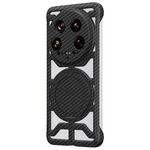 Custodia per telefono Xiaomi 14 Ultra Hollow in fibra di carbonio con supporto girevole MagSafe (nera)