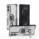 Custodia per telefono ibrida in TPU con supporto in metallo per Samsung Galaxy S25 Edge 5G (grigio)