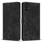 Custodia per telefono in pelle smerigliata retrò con motivo mandala in rilievo per Samsung Galaxy A32 5G (nera)